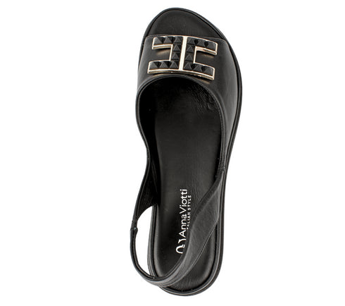 Sandale casual, dama, ANNA VIOTTI, D30-10 negru, piele naturala